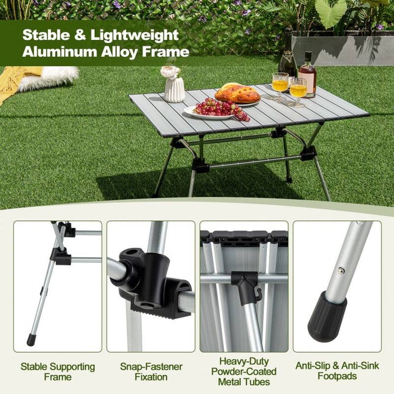 Heavy-Duty Aluminum Camping Table with Carrying Bag, Foldable Design