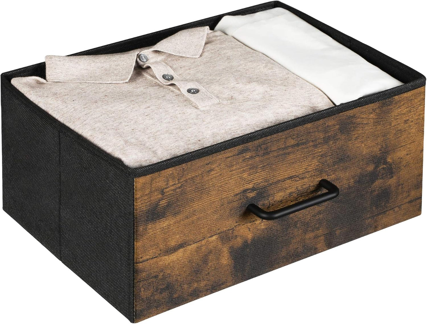 Drawer Dresser, Closet Storage Dresser, Chest of Drawers, 8 Fabric Drawers and Metal Frame with Handles, Rustic Brown and Black