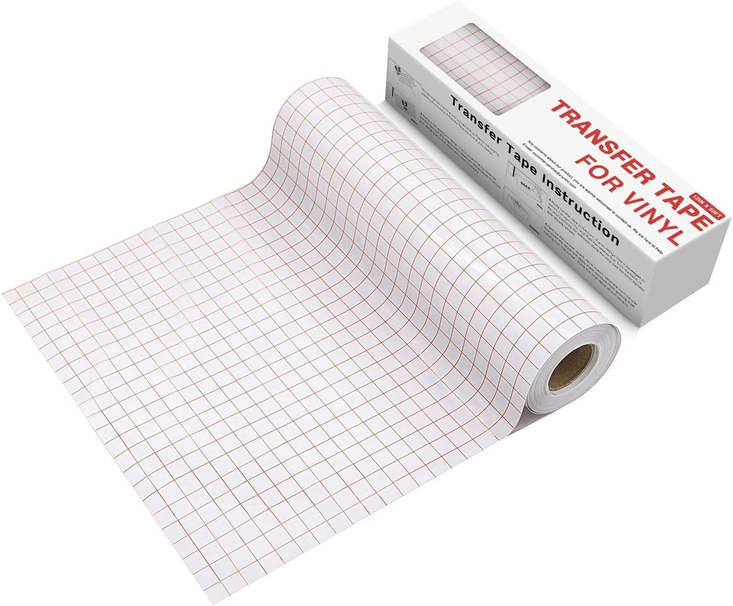 Clear Vinyl Transfer Tape Roll - 12" x 50 ft with Alignment Grid for Silhouette Cameo and Cricut Adhesive Vinyl Applications