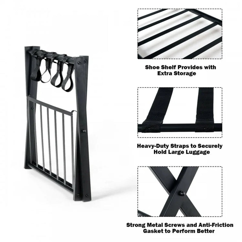 Set of 2 Folding Metal Luggage Rack Suitcase
