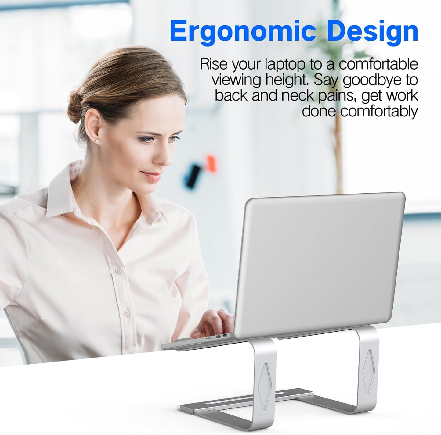 Metal Laptop Stand for Desk - Removable and Ventilated Riser Compatible with 10-15.6” Laptops