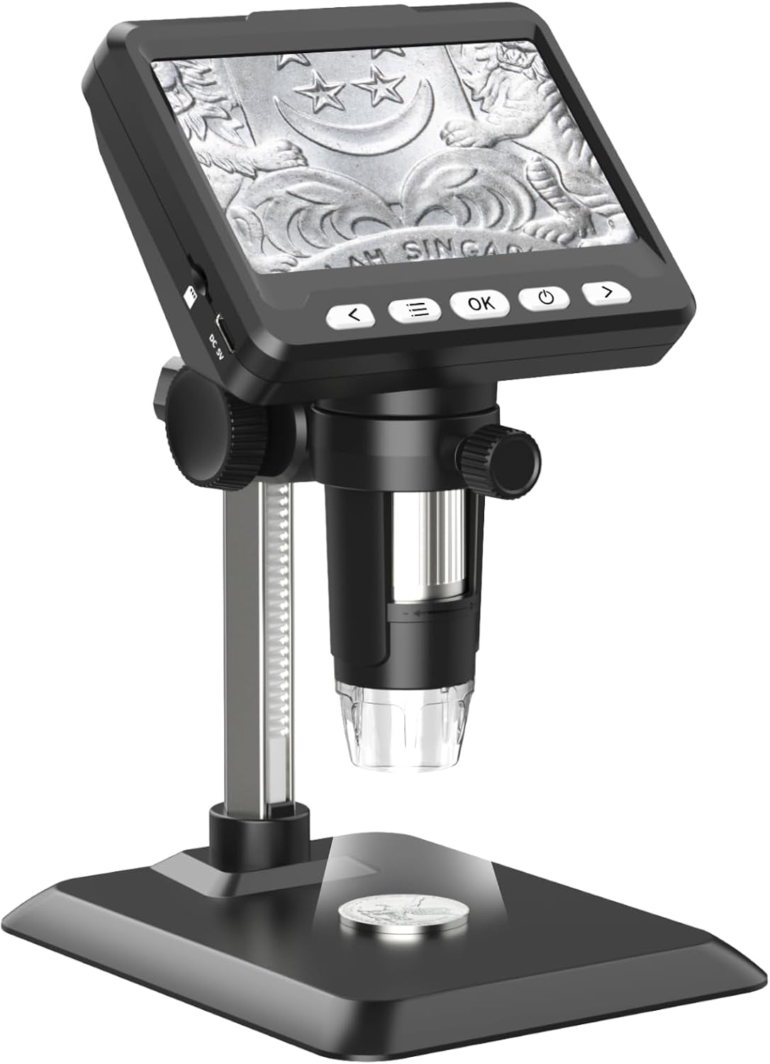 Digital Microscope for Adults and Kids - 500X Magnification, 1080P Resolution, 8 LED Lights, Rechargeable, for macOS & Windows