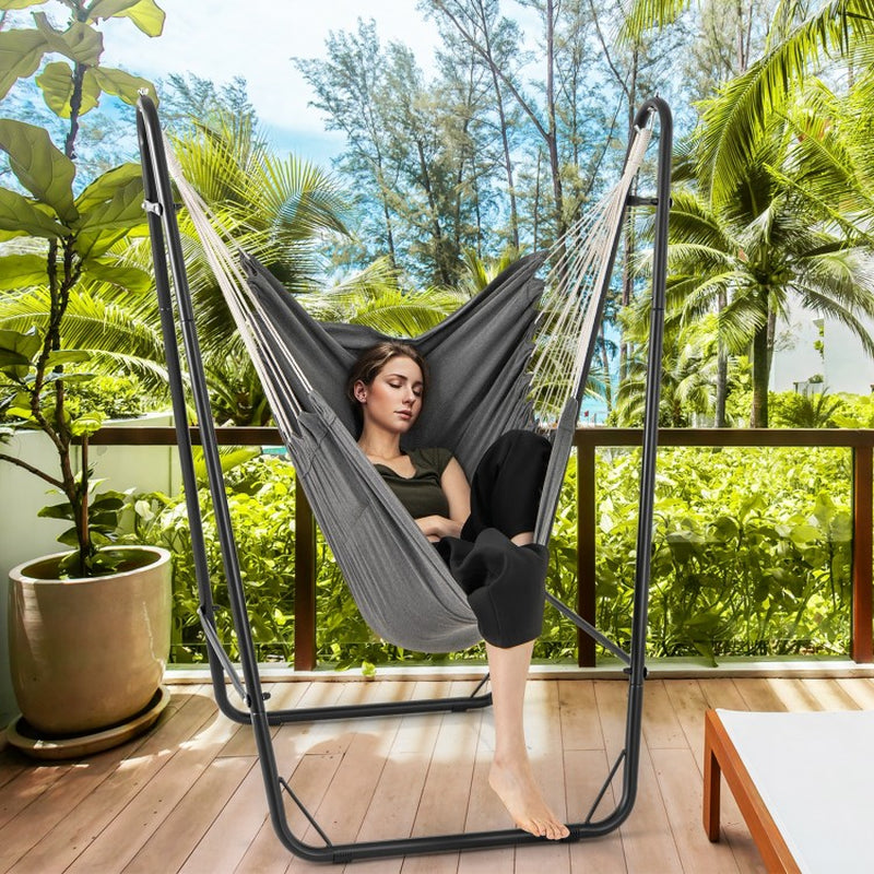 Heavy-Duty Metal Frame Hammock Chair with Convenient Side Pocket