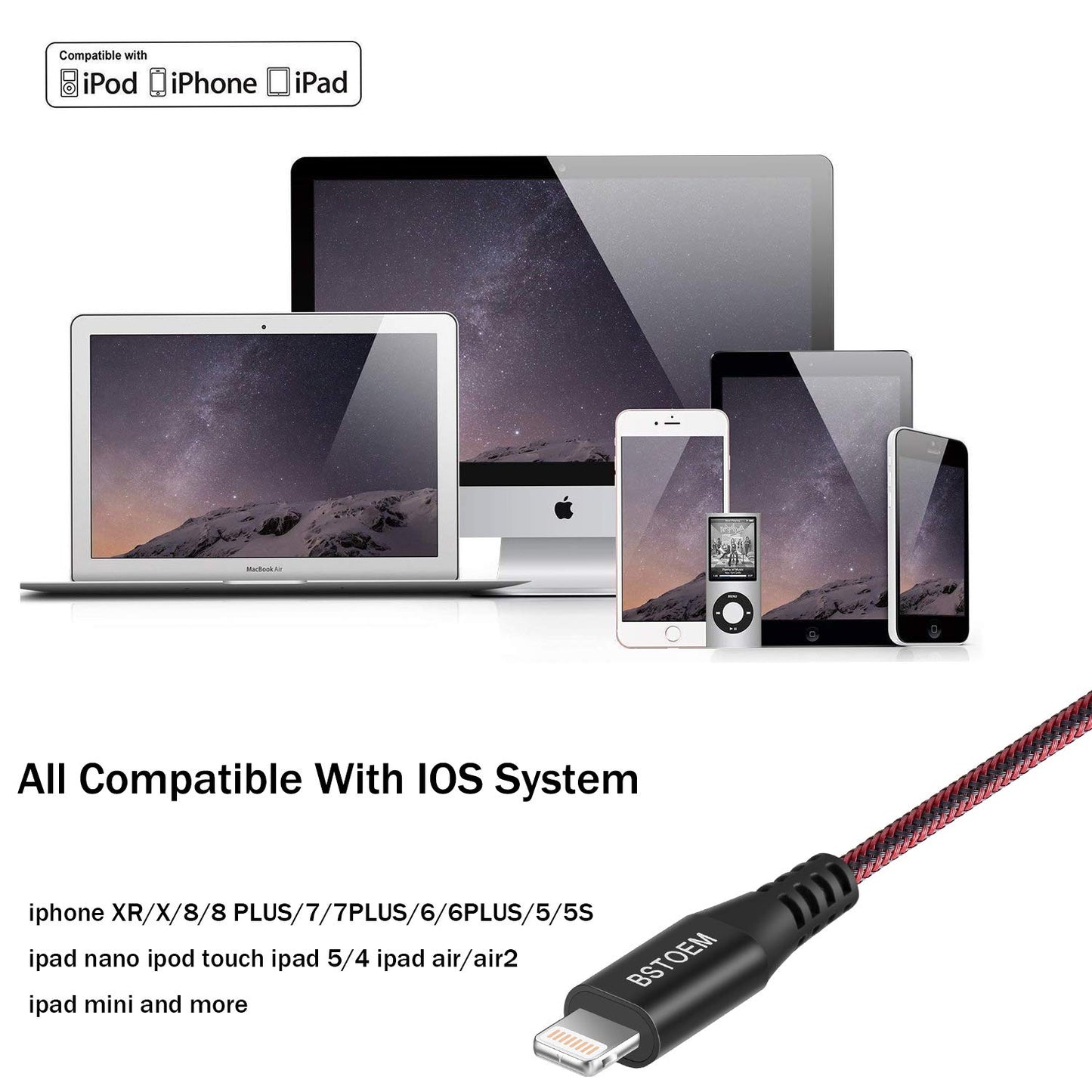 Short Lightning Cable 2-Pack, 7-Inch USB Charging Cords for Apple Devices, Compatible with iPhone 14/13/12/11/Xs Max/Xr/X/8/7/6/6S Plus/SE/5C/5S/5 and iPad Air/Pro/Mini