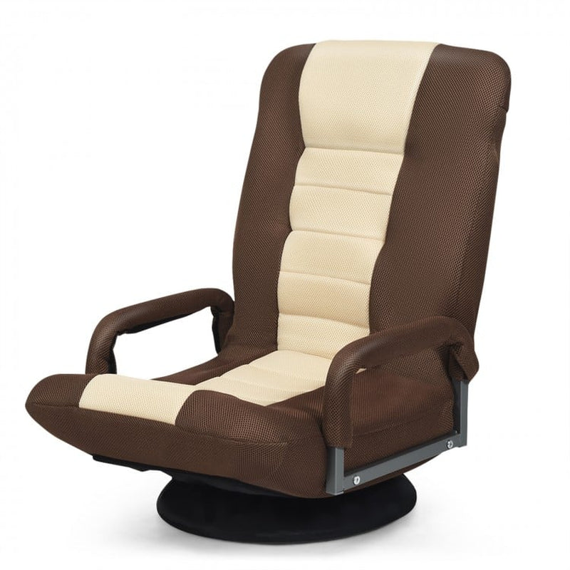 360-Degree Swivel Gaming Floor Chair with Adjustable Backrest and Foldable Design