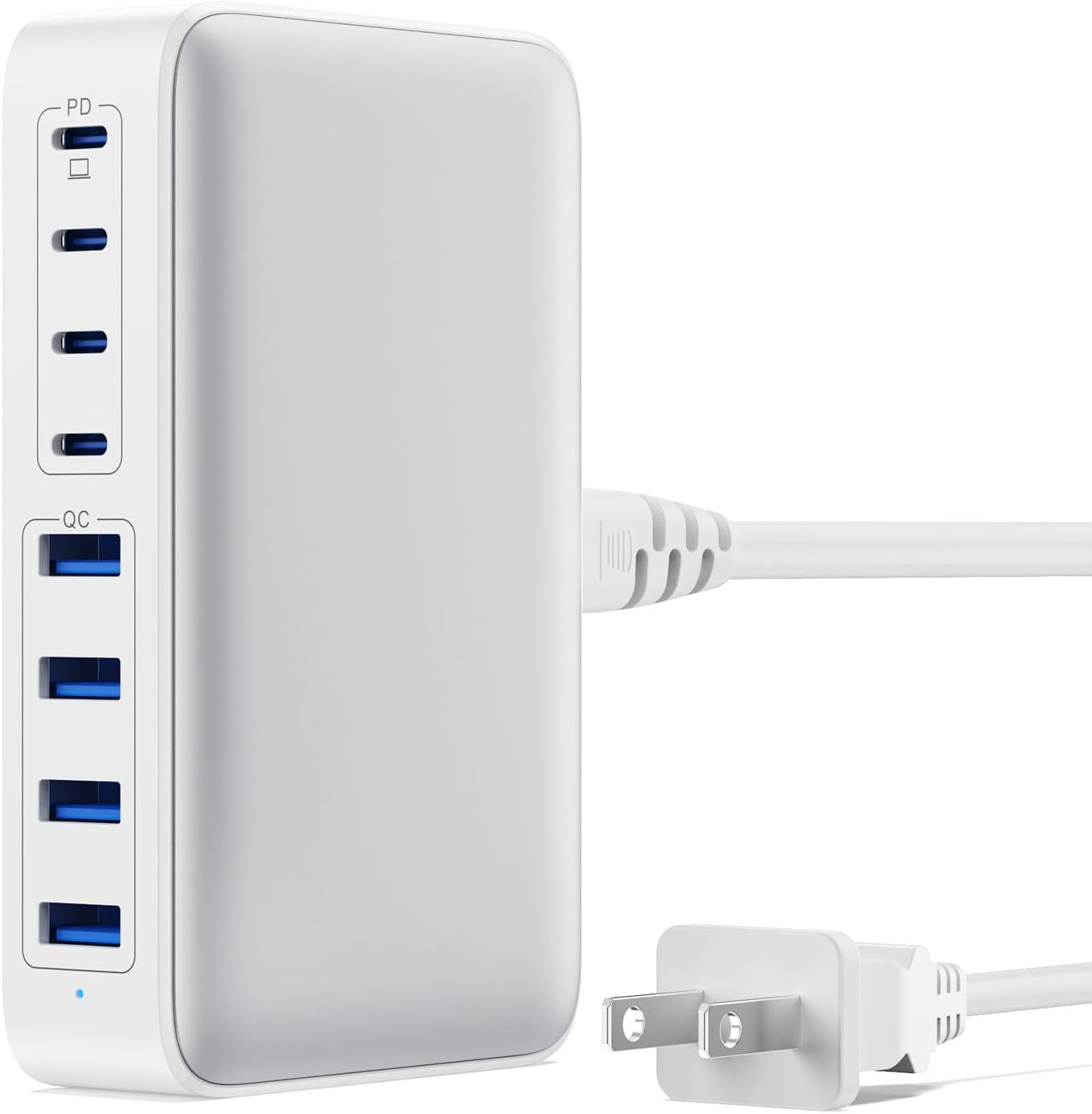 200W USB-C Fast Charging Station with 8 Ports, GaN III Technology, 65W Laptop Charger Adapter - Black