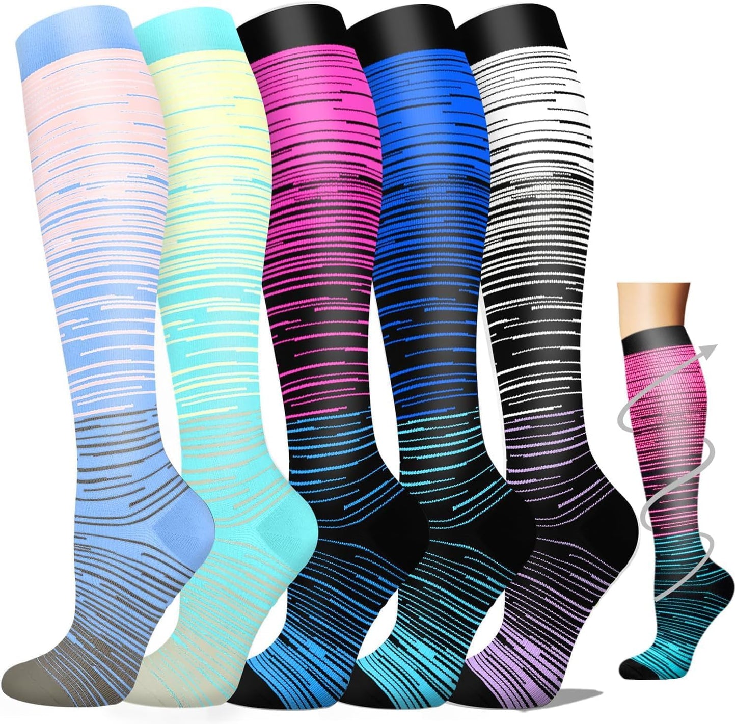 Graduated Compression Socks for Women&Men Wide Calf Comfort Best for Circulation,Pregnancy,Nurse,Running,Travel