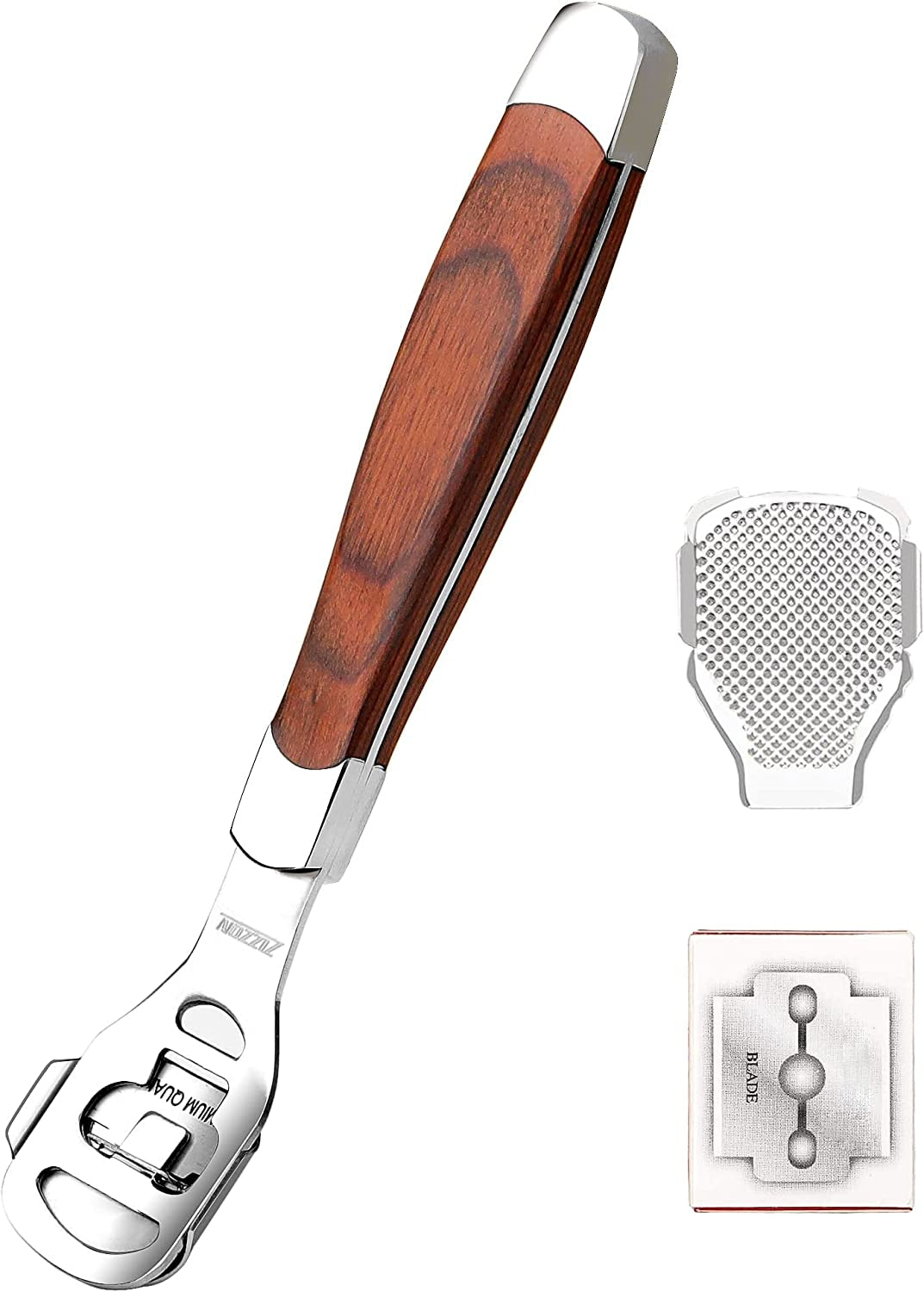 Professional Foot Care Pedicure Callus Shaver with Wooden Handle and 10 Replacement Blades
