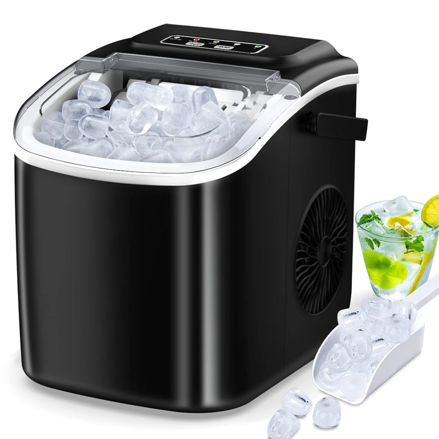 Compact Ice Maker with Carry Handle - 26.5 lbs/24H Self-Cleaning Countertop Ice Machine for Home Use, Ideal Gift for Christmas, Birthdays Gifts