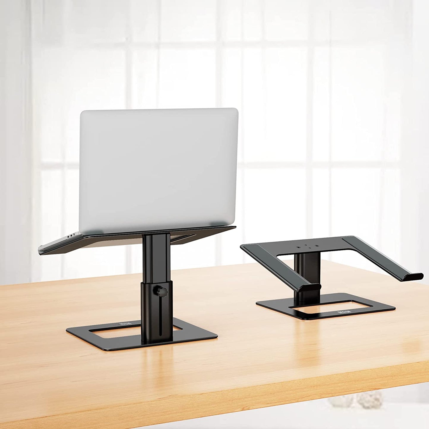 LSX3 Aluminum Laptop Stand, Ergonomic Adjustable Notebook Stand, Riser Holder Computer Stand Compatible with Air, Pro, Dell, HP, Lenovo More 10-15.6" Laptops (Black)