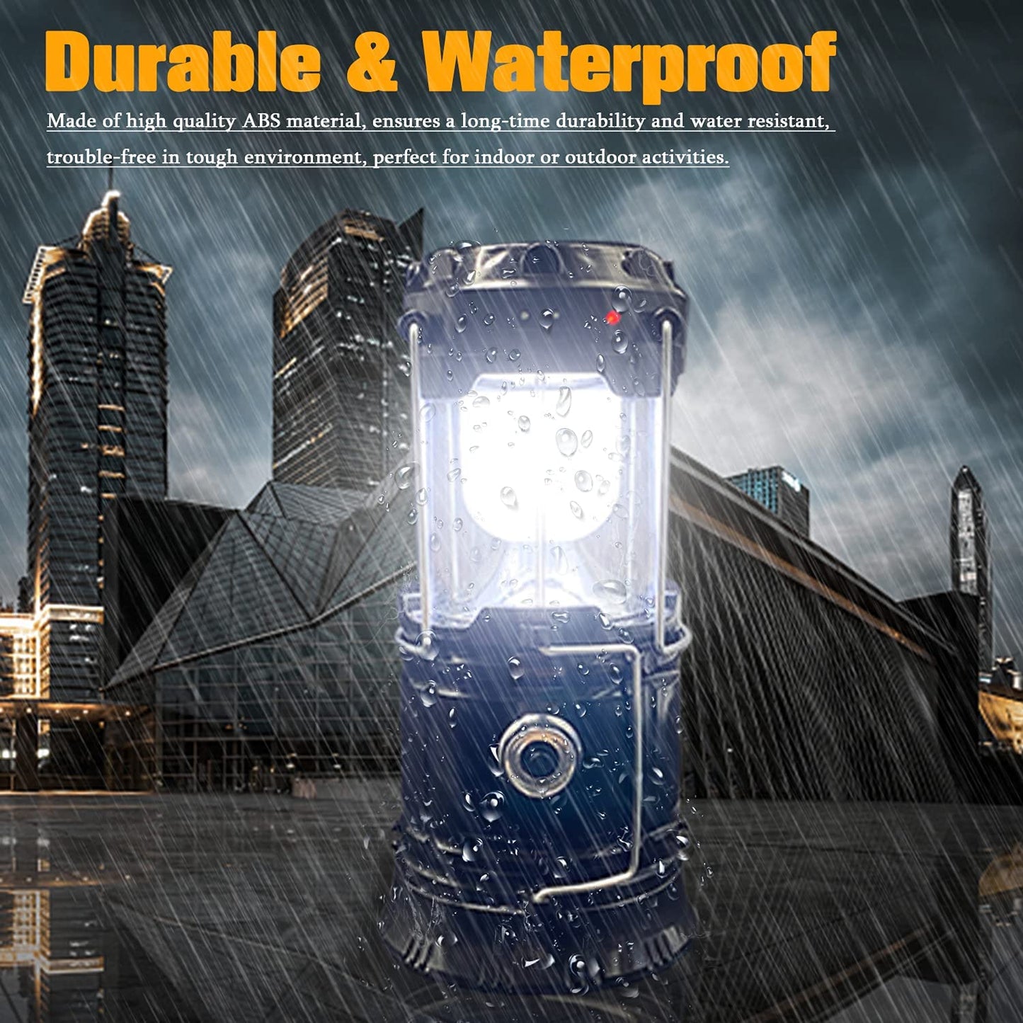 Collapsible Portable LED Camping Lanterns - Lightweight, Waterproof, Solar, USB Rechargeable Flashlights - Indoor and Outdoor Emergency Preparedness - Set of 4