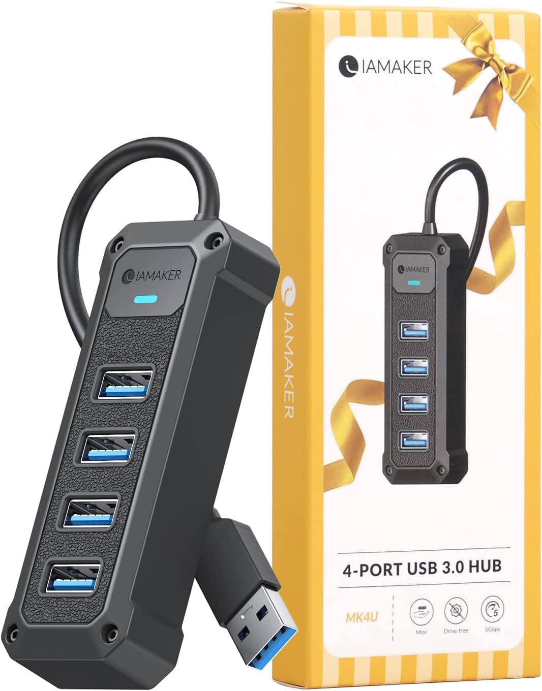 7-Port USB 3.0 Hub - High-Speed 5Gbps Data Adapter for Laptops, PCs, Printers, and More