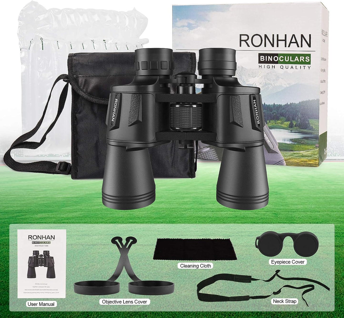 20X50 High Power Military-Grade Binoculars - Compact HD Waterproof Telescope for Adults - Bak4 Prism FMC Lens with Case and Strap