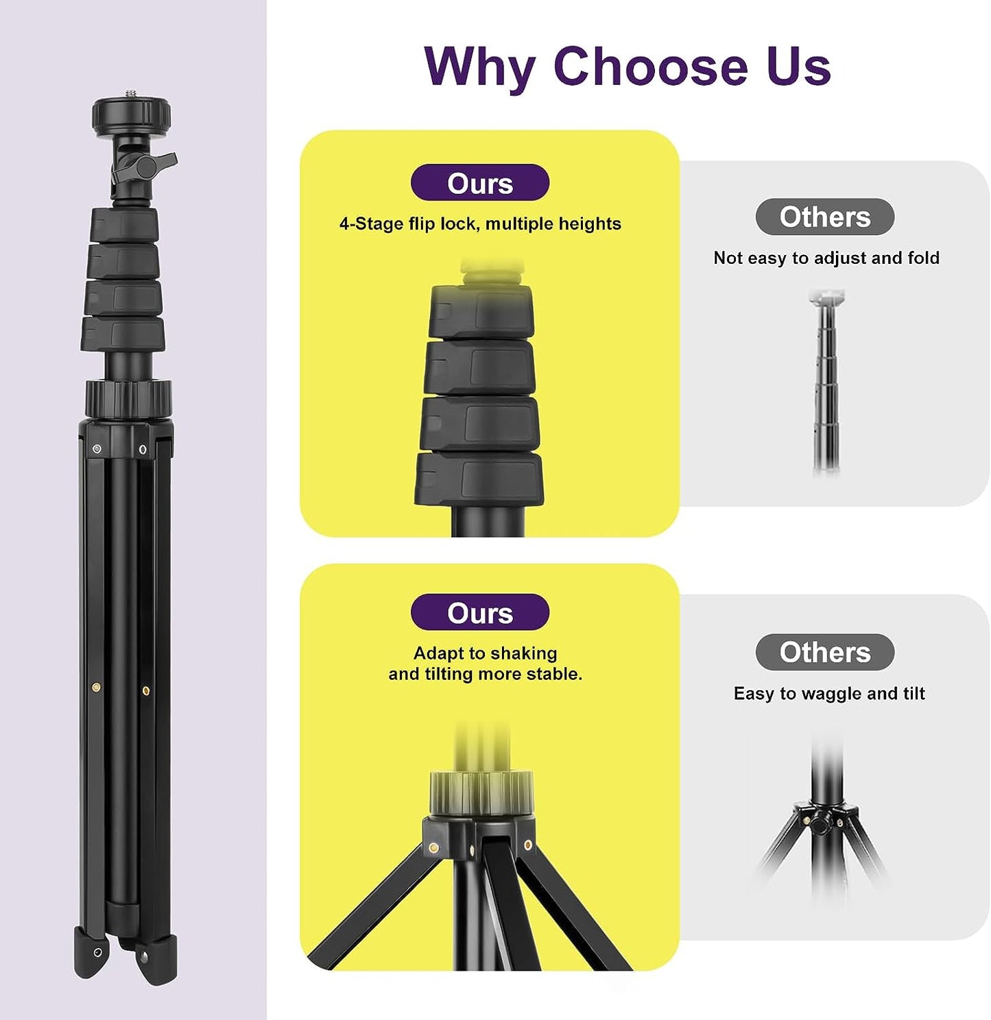 Extendable 62" Selfie Stick Tripod with Bluetooth Remote for Smartphones, Durable Lightweight Aluminum Construction