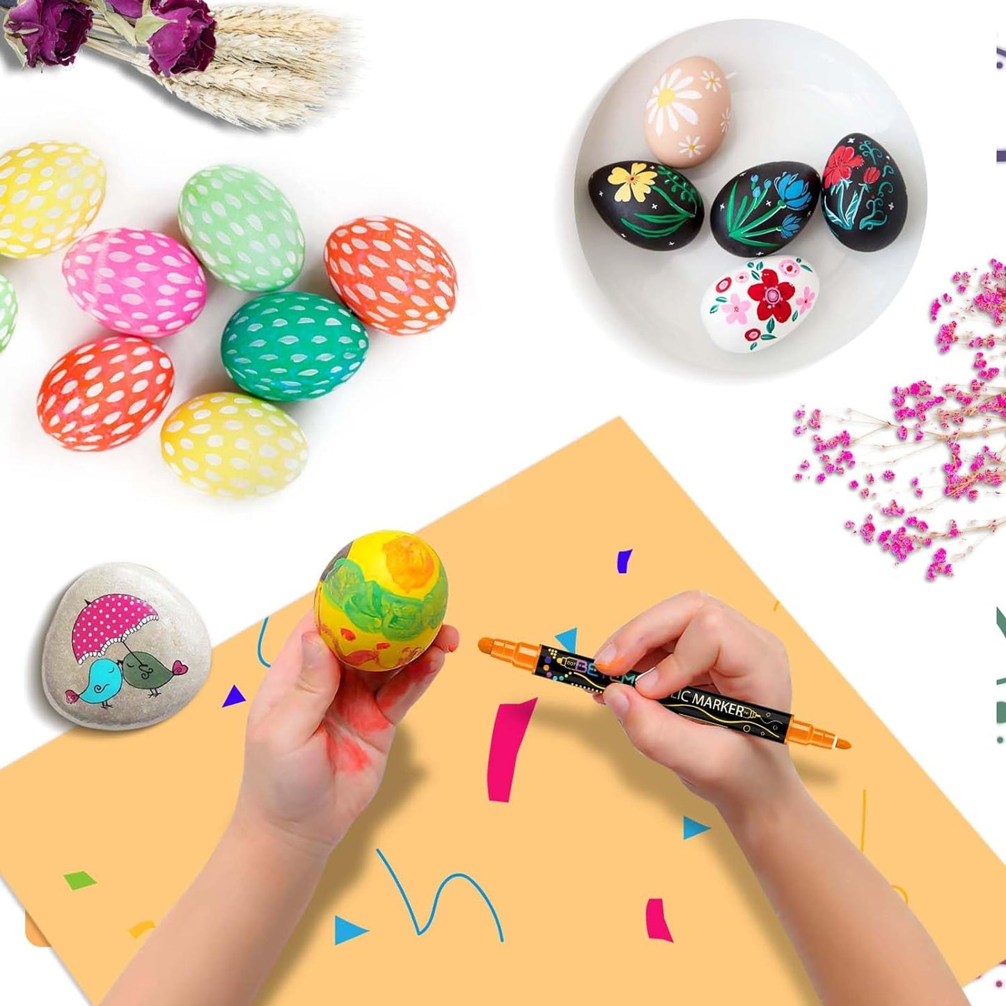 24-Color Dual Tip Acrylic Paint Markers for Versatile Art Applications on Wood, Canvas, Stone, Glass, and Ceramic