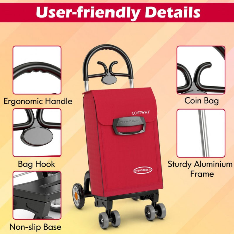Folding Utility Shopping Cart with Swivel Rolling Wheels