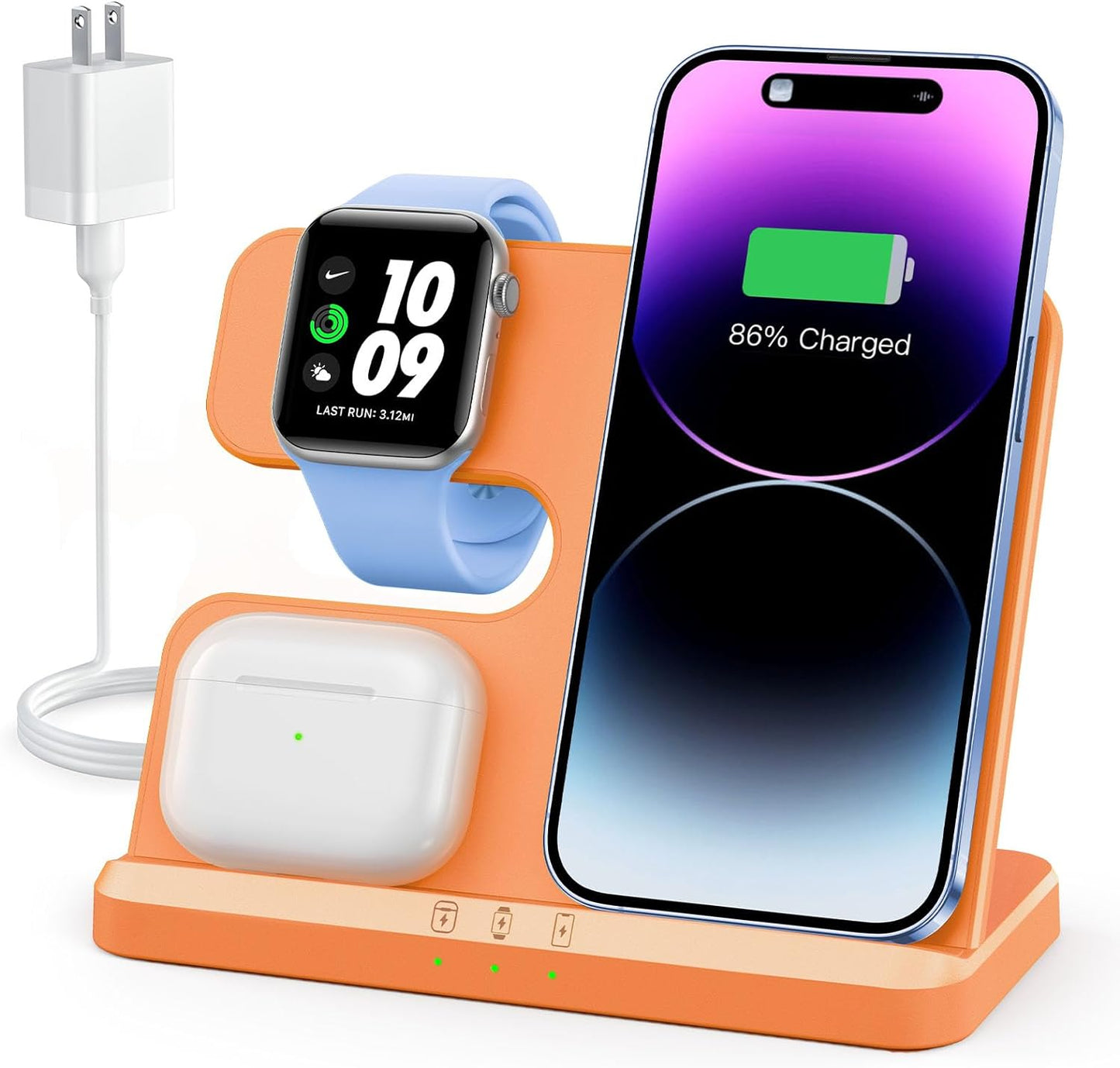 3-in-1 Wireless Charging Station for Apple Devices - Compatible with iPhone 16/15/14/13/12/11/X/8, Apple Watch, and AirPods Pro/3/4