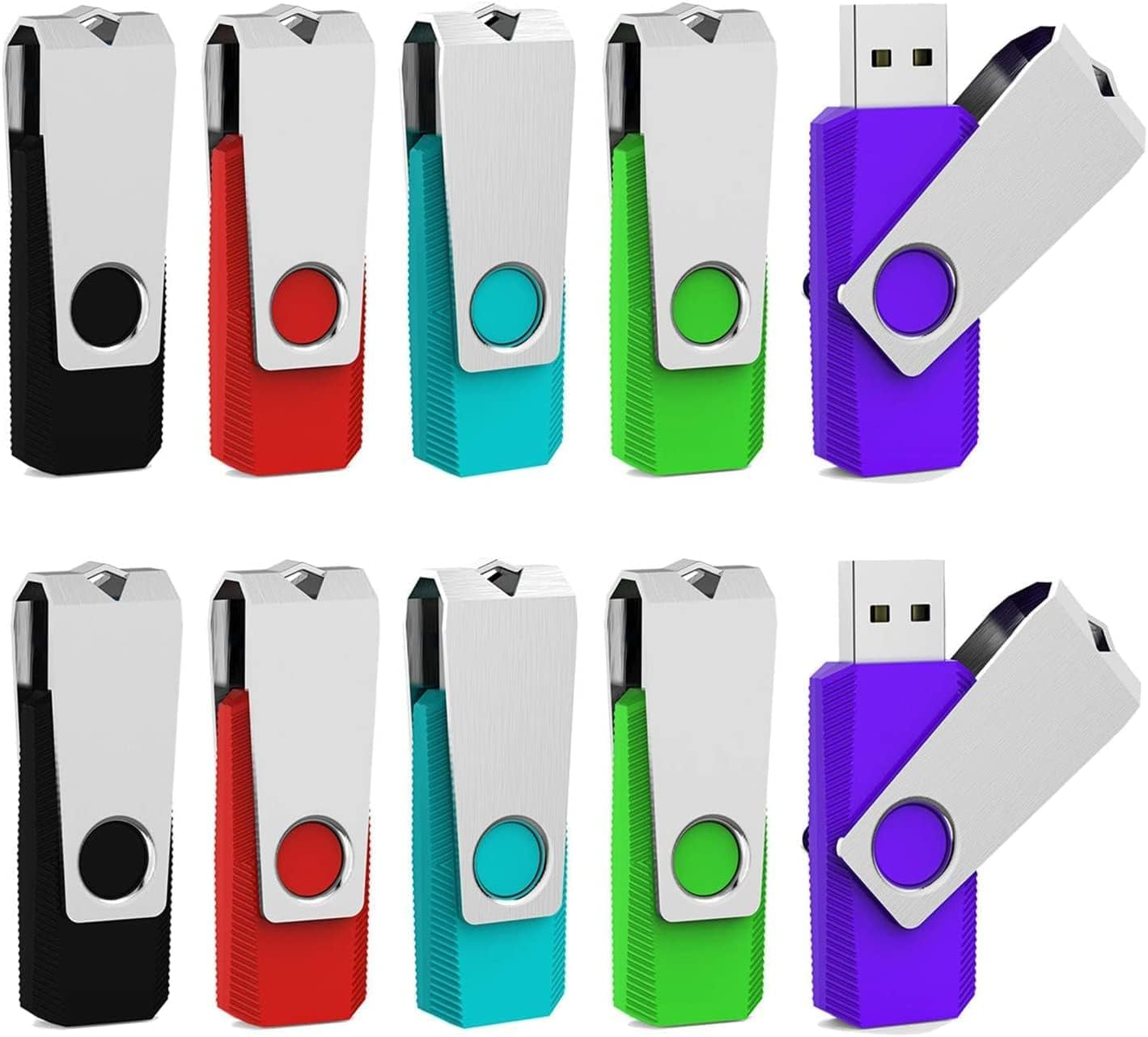 64GB USB 2.0 Flash Drive Multi-Pack - 5 Color Options with LED Indicator