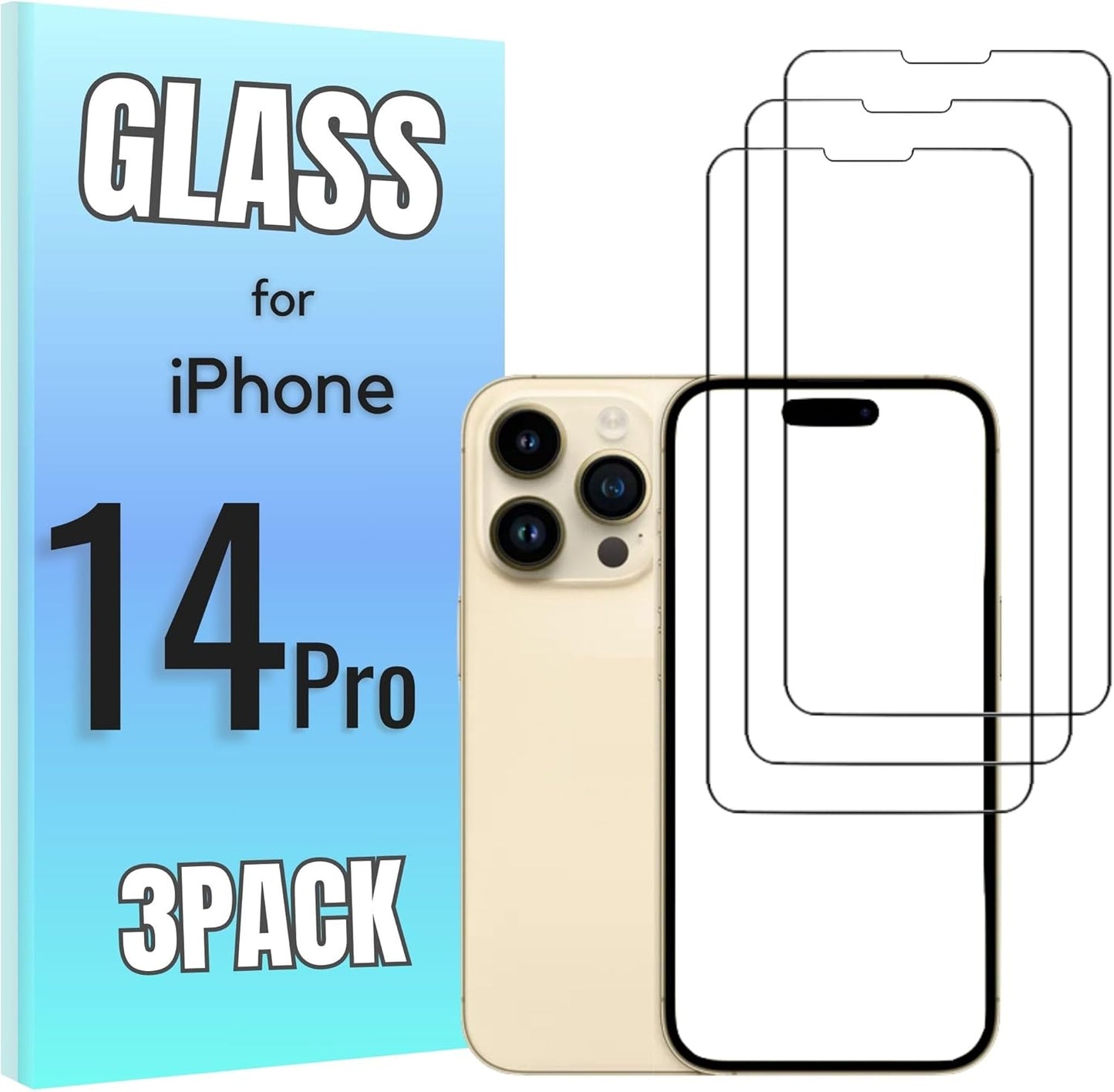 3-Pack Tempered Glass Screen Protector for iPhone 15 Pro - High Transparency, 9H Hardness, Ultra Tactile Protection for 6.1" Display