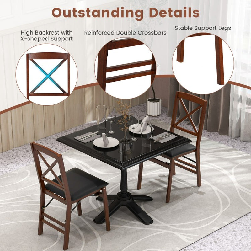 Set of Two Heavy-Duty Folding Dining Chairs with Padded Seats and 400 lbs Weight Capacity