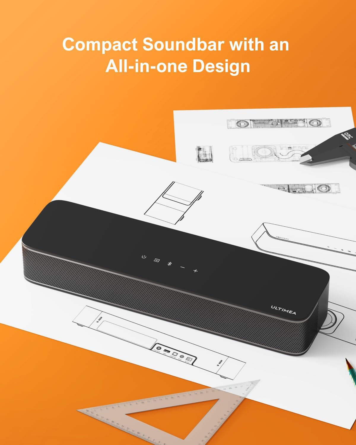 2.1 Channel Sound Bar with Built-In Subwoofer, APP Control, 120W Peak Power, Bluetooth 5.3, Multi-Connection Options, Wall Mountable