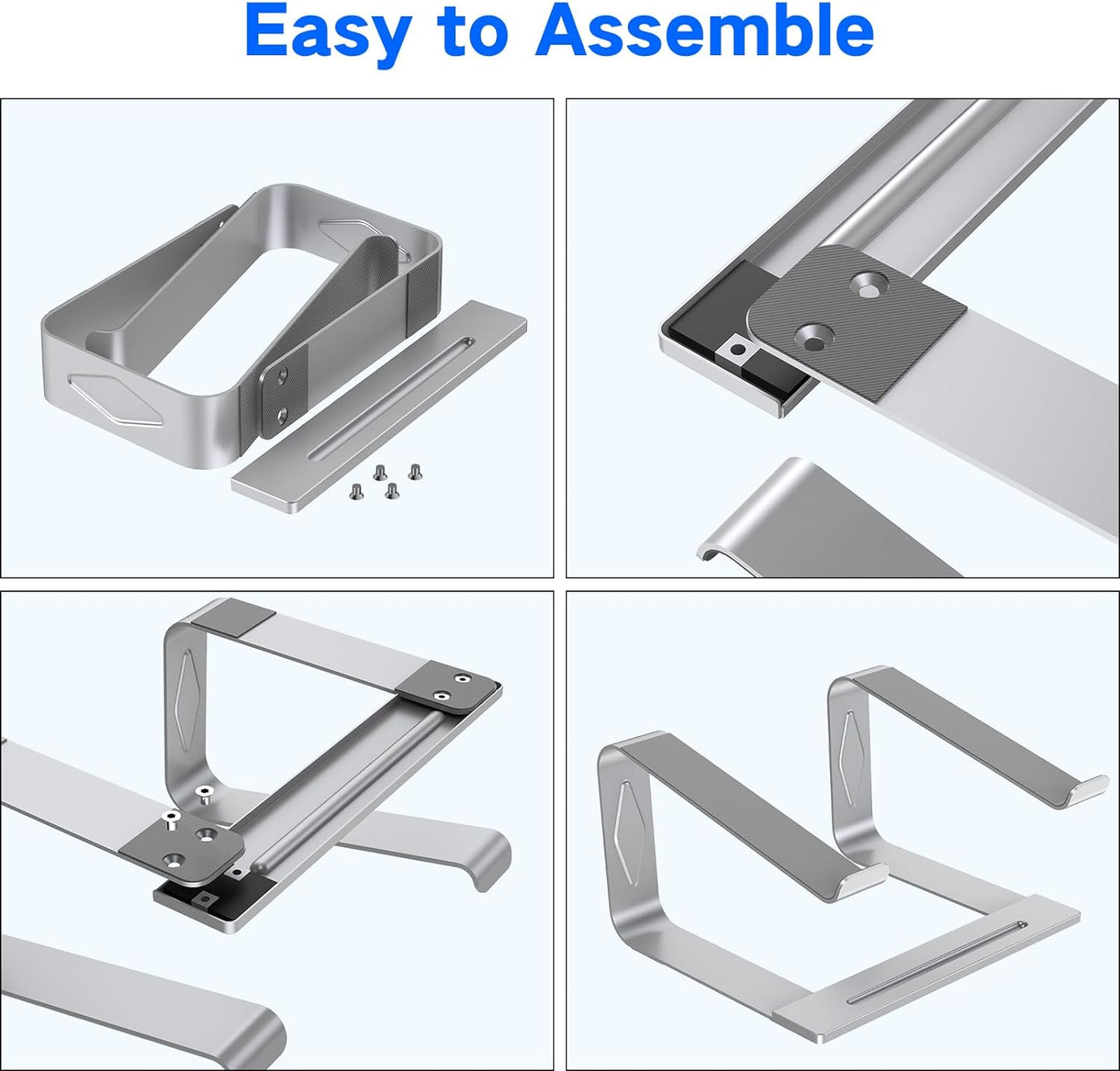Metal Laptop Stand for Desk - Removable and Ventilated Riser Compatible with 10-15.6” Laptops