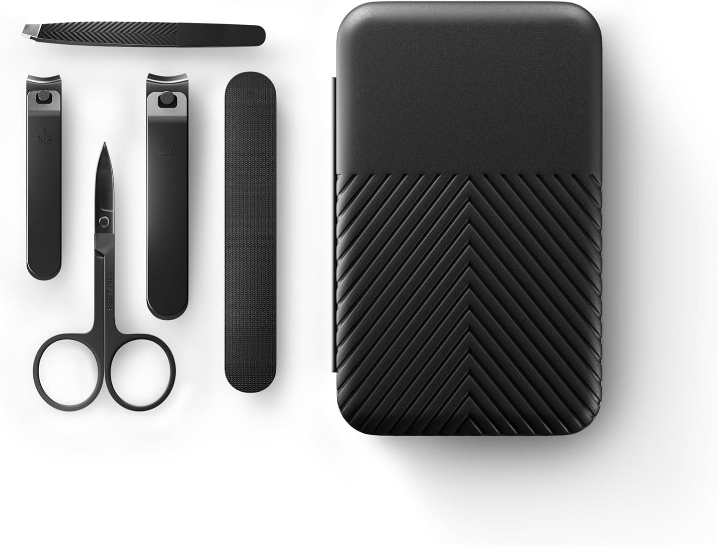 5-Piece Men's Nail Grooming Travel Kit - Stainless Steel Manicure Set and Travel Case