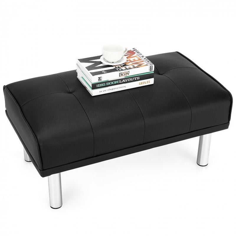 Rectangle Tufted Ottoman Featuring Stainless Steel Legs for Living Room Decor