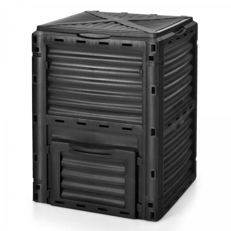 80-Gallon Outdoor Compost Bin with Large Access Lid and Bottom Access Door
