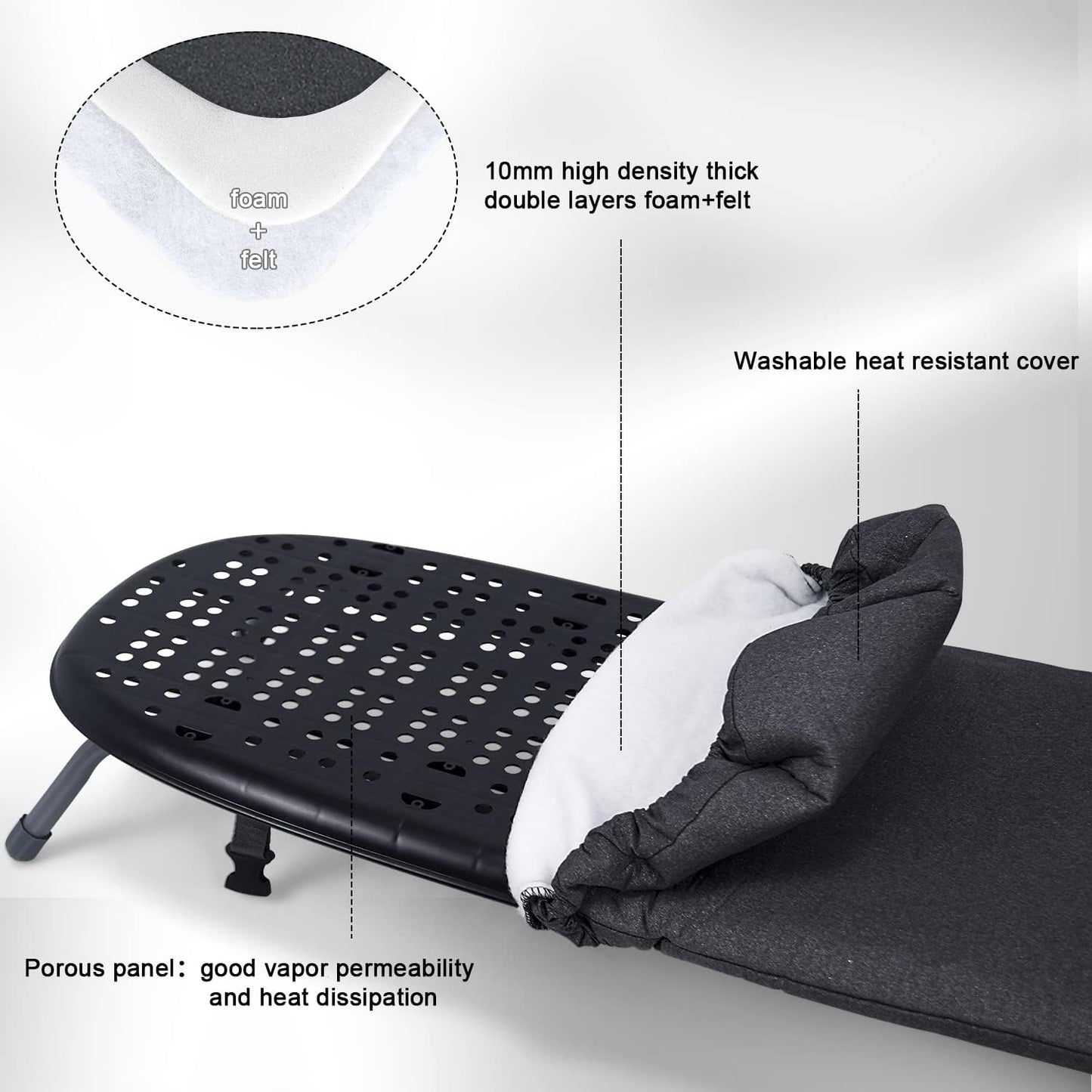 12" x 32" Foldable Tabletop Ironing Board with Thick Felt Padding and Heat-Resistant Cover, Convenient Hanging Rope