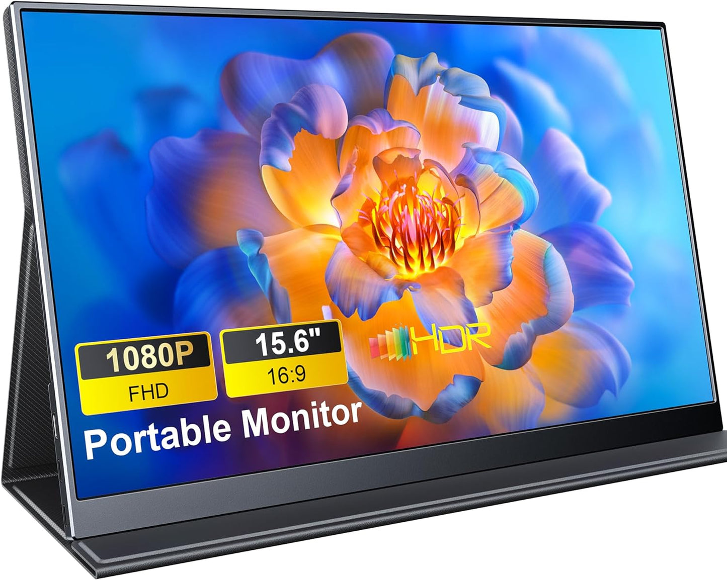 15.6-Inch Portable 1080P FHD Monitor with USB-C and HDMI Connectivity, HDR Eye Care External Display with Smart Cover