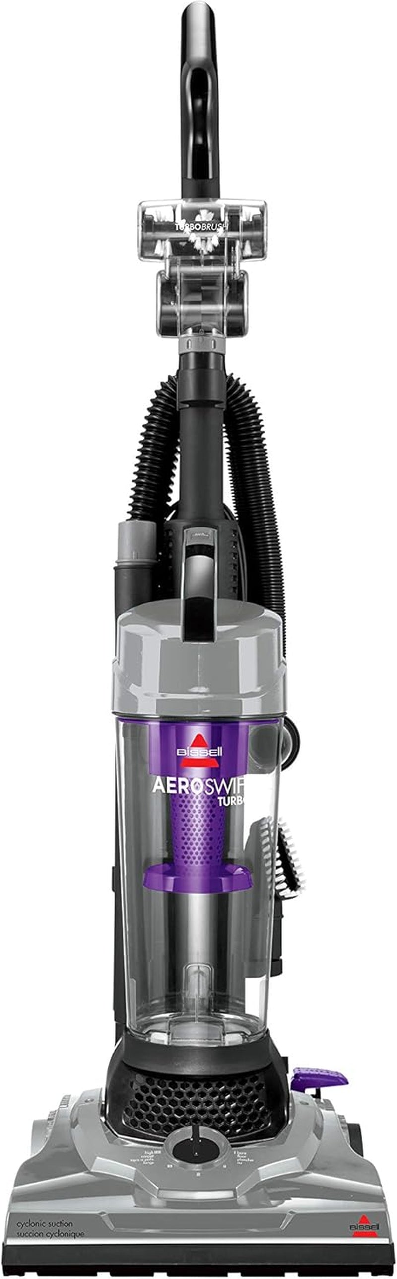 Turbo Compact Upright Vacuum Cleaner with Cyclonic Separation and Permanent Filter - Lightweight Purple Design