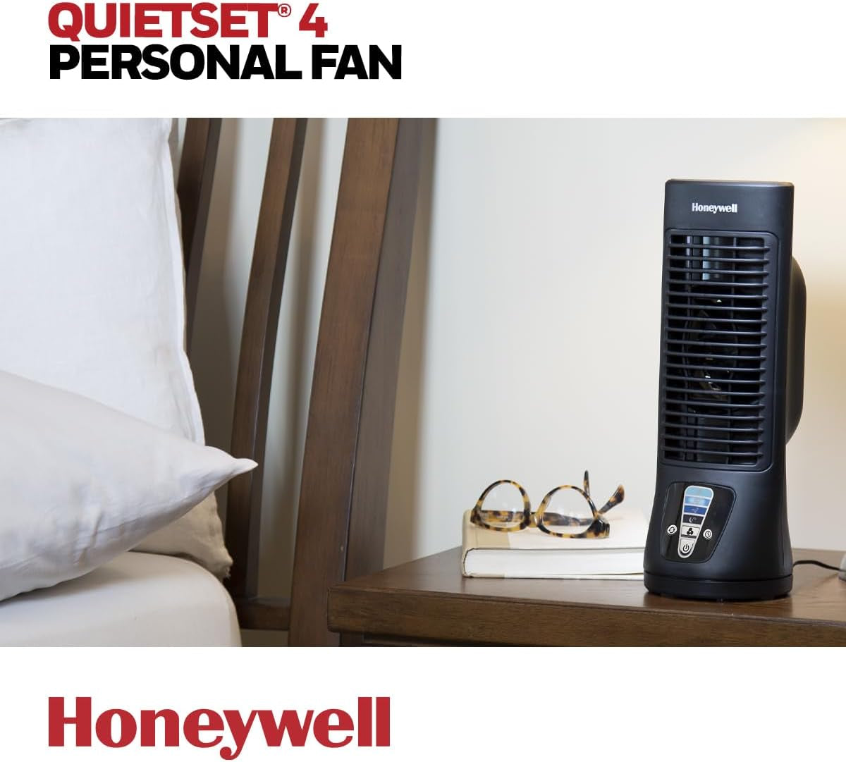 13" Oscillating Personal Desk Fan - Compact Mini Tower Design, Portable with User-Friendly Controls and 4 Speed Settings, Black