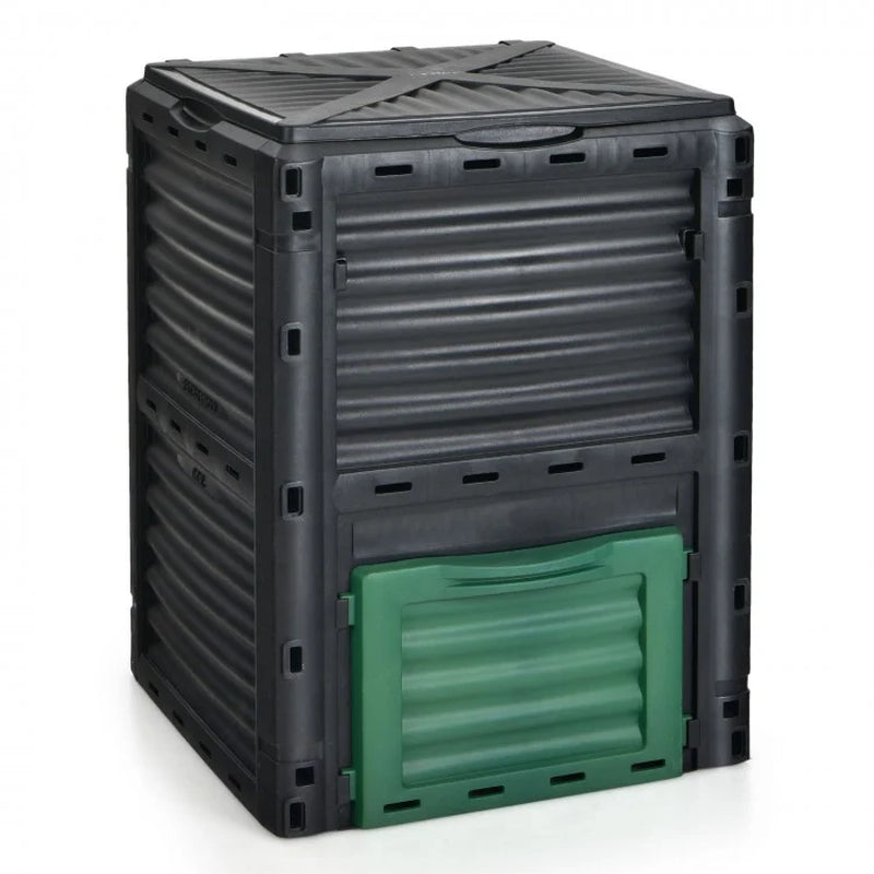 80-Gallon Outdoor Compost Bin with Large Access Lid and Bottom Access Door