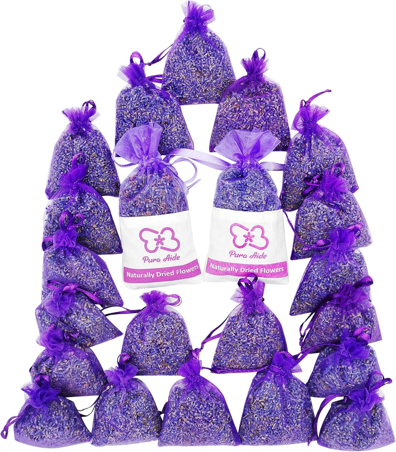 Pre-Filled Lavender Sachets - Refreshing Home Fragrance in Drawers, Closets, Dressers, Shoe Boxes (Pack of 22)