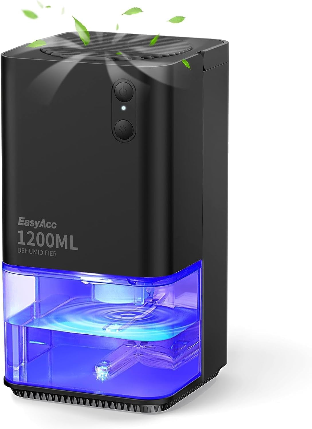 Smart Ultra Quiet Dehumidifier for Home, 200 Sq Ft Capacity, 1200Ml with Auto Shut Off and Handle, Ideal for Bedroom, Bathroom, and Closets - Black