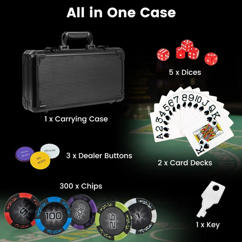 300-Piece Claytec Poker Chip Set for Texas Hold'em - 14 Gram