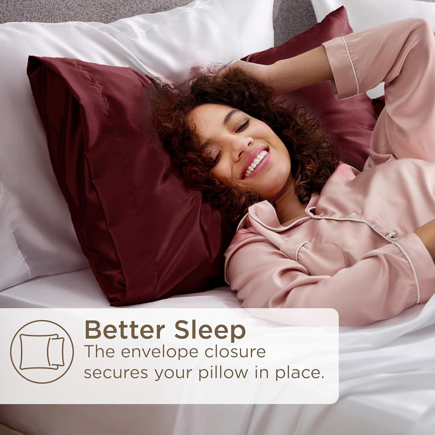 King Size Satin Pillowcases - 2 Pack, 20x36 Inches, Envelope Closure for Hair and Skin Care