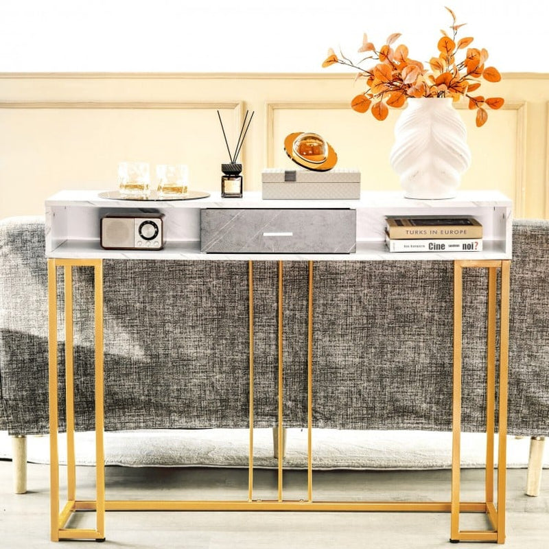 48-Inch Two-Tier Console Table with Drawer