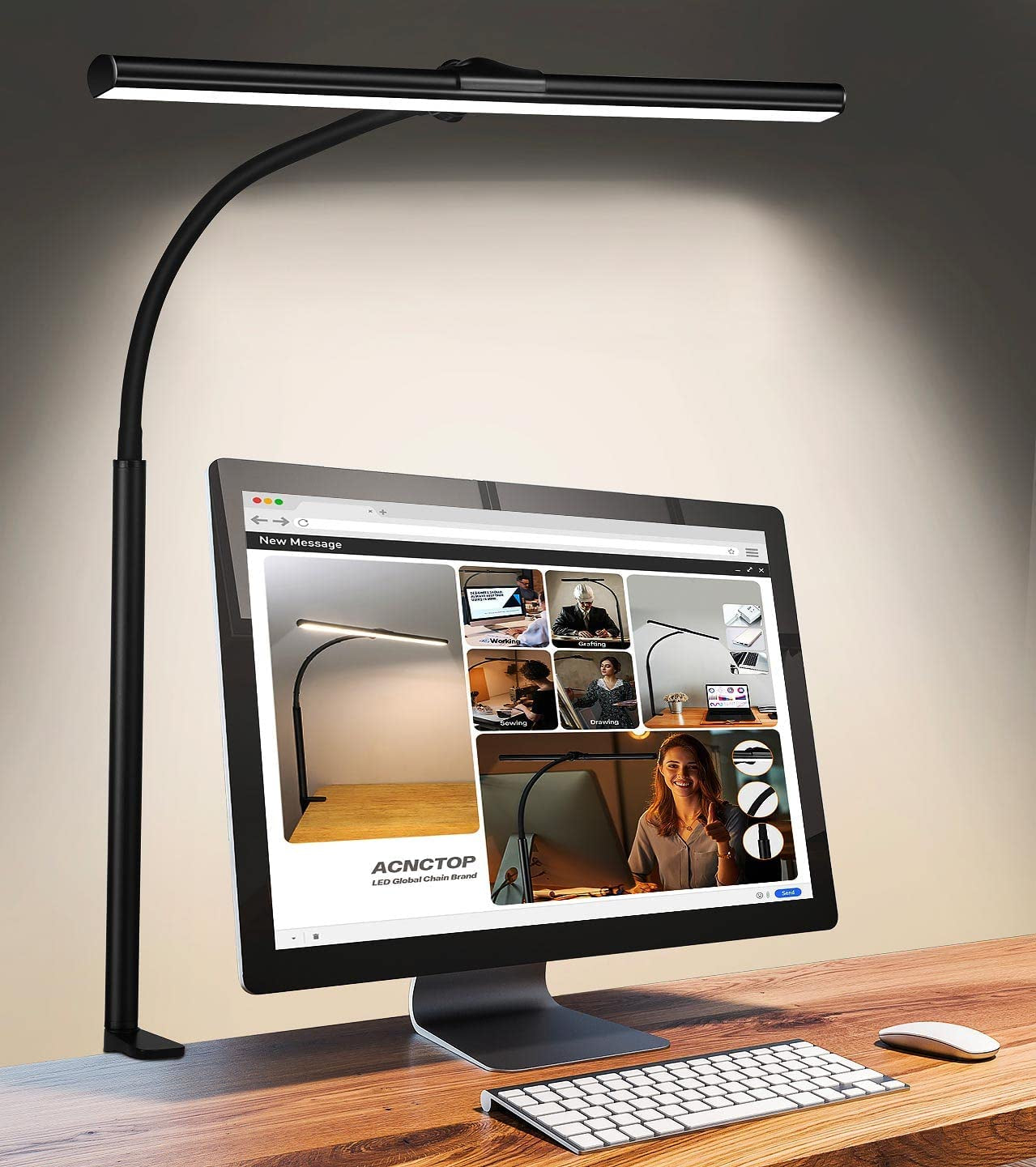 Adjustable LED Desk Lamp with 25 Lighting Modes - Eye-Caring Architect Task Lamp with Flexible Gooseneck Clamp (Black)