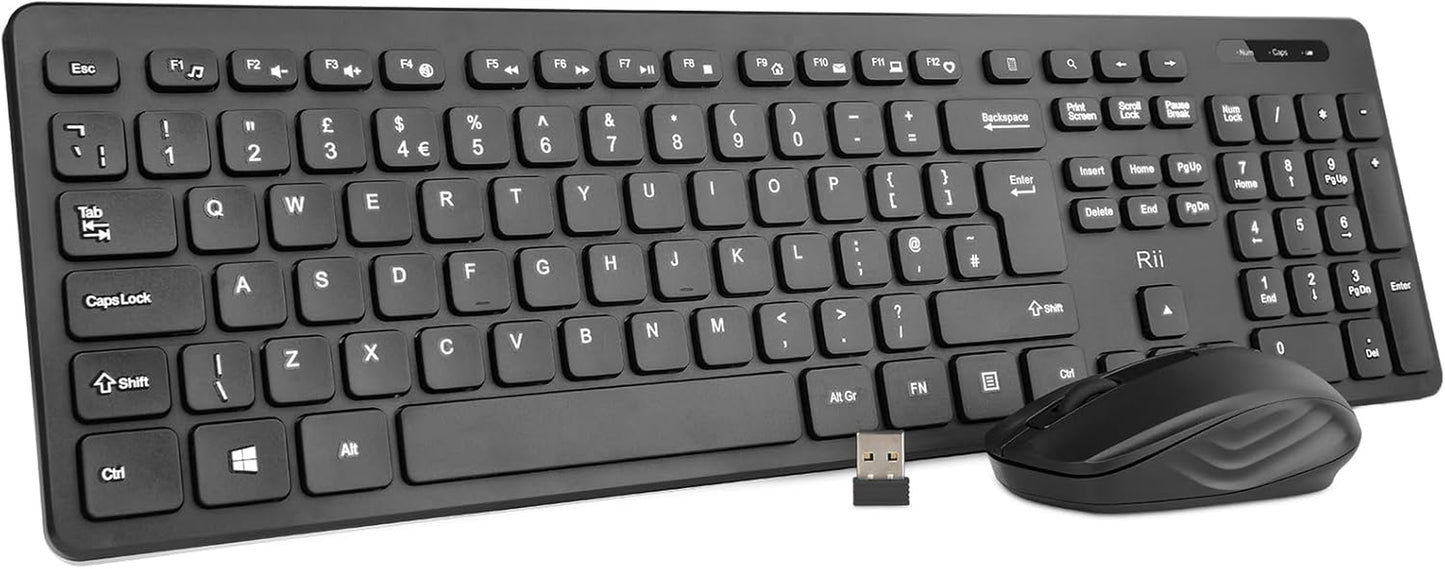 Wireless Keyboard and Mouse Combo - Quiet-Typing Standard Keyboard and Mouse Set for Office, Home, and Business Use