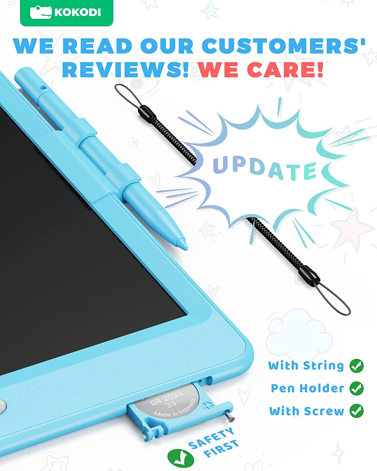 10-Inch LCD Writing Tablet for Kids, Erasable Doodle Board for Ages 3-6, Educational Travel Toy for Boys and Girls
