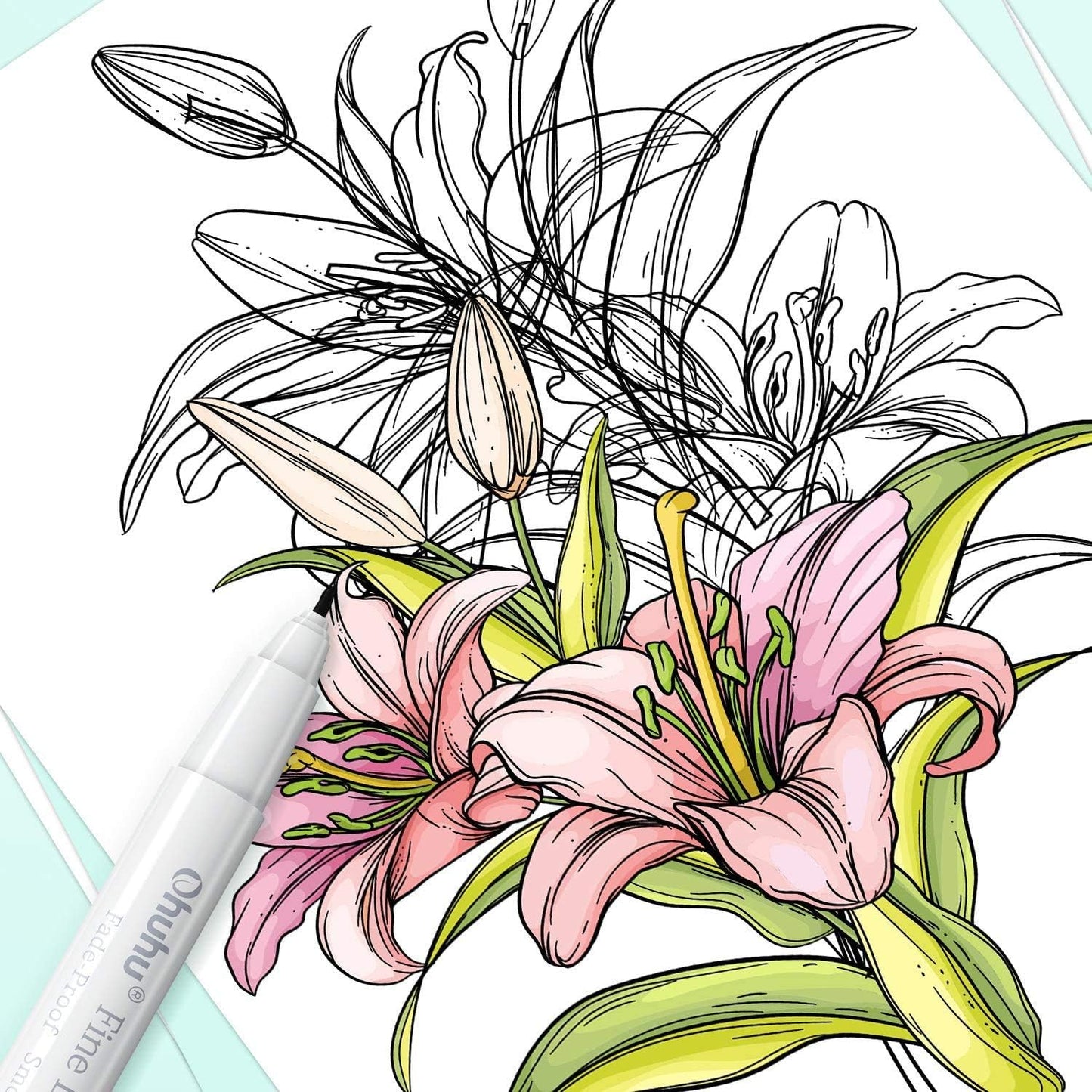 Black Fine liner Drawing Pen Set - 8 Ultra Fine Line Markers-Assorted Tip Sizes, Incl 7 Fine Tips,1 Brush Tip