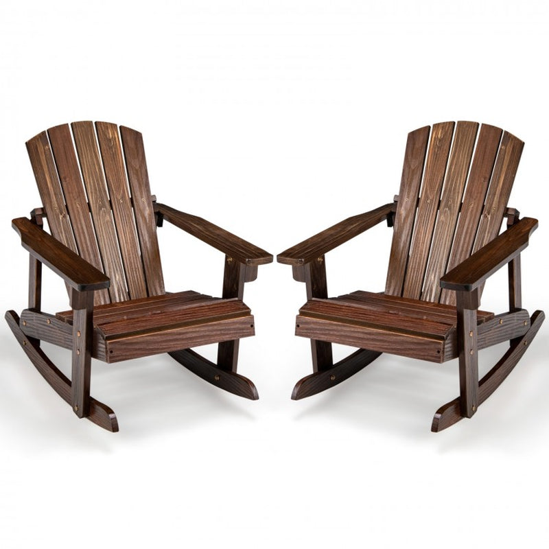 Outdoor Wooden Adirondack Rocking Chair for Children with Slatted Seat Design