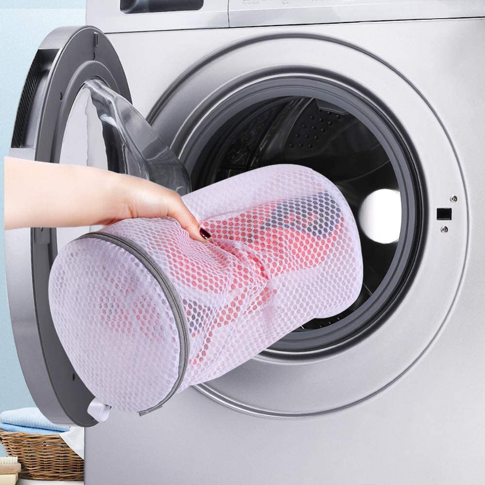 Shoe Cleaning Laundry Bags - Mesh Washing Bags - Sneakers, Gym Shoes, Large Size 7 x 15 Inch, Pack of 2 - Gray Zipper, 125 Honeycomb Fabric