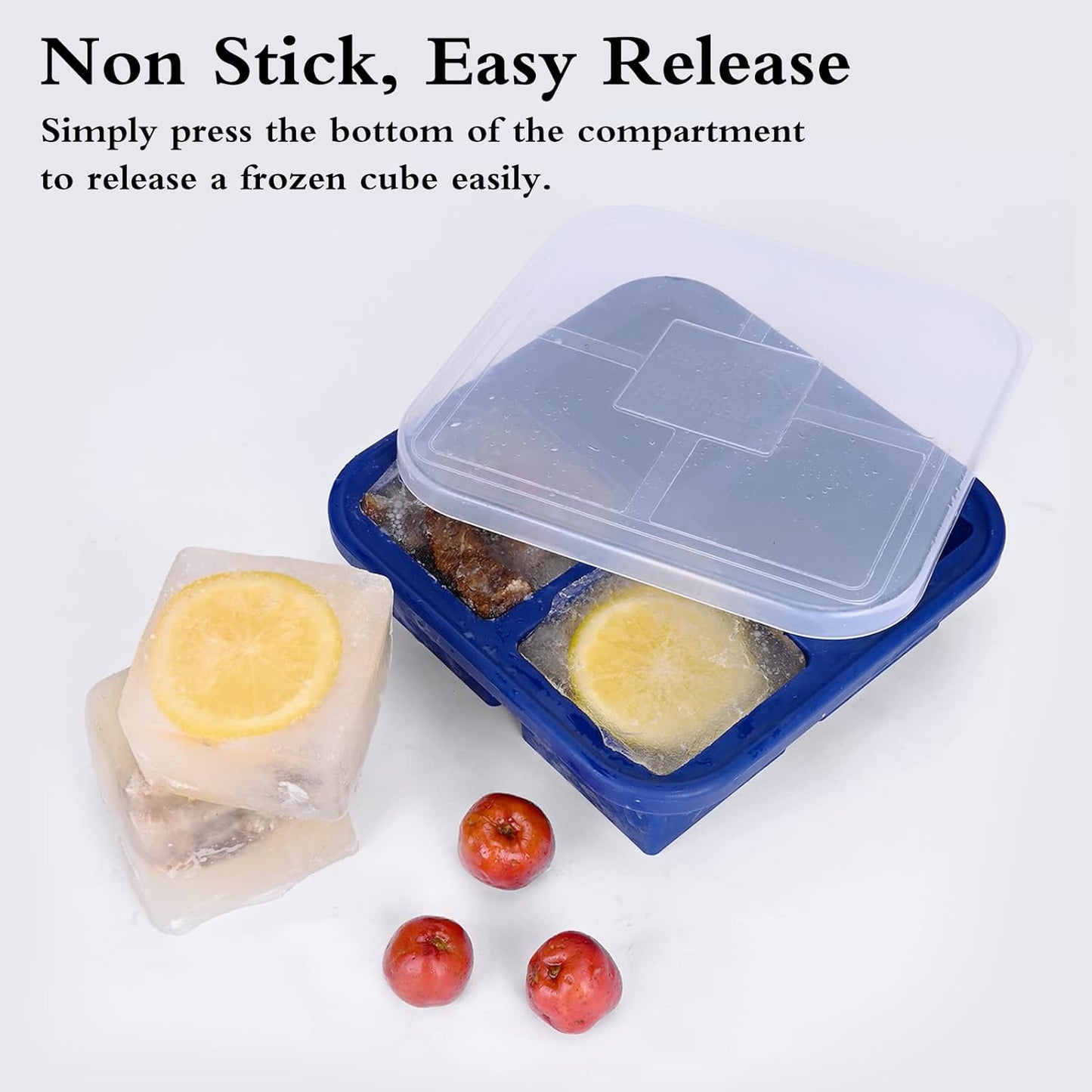 Silicone Freezer Tray with Lids,1-Cup Portion Molds for Easy Food Storage, 2 Sets