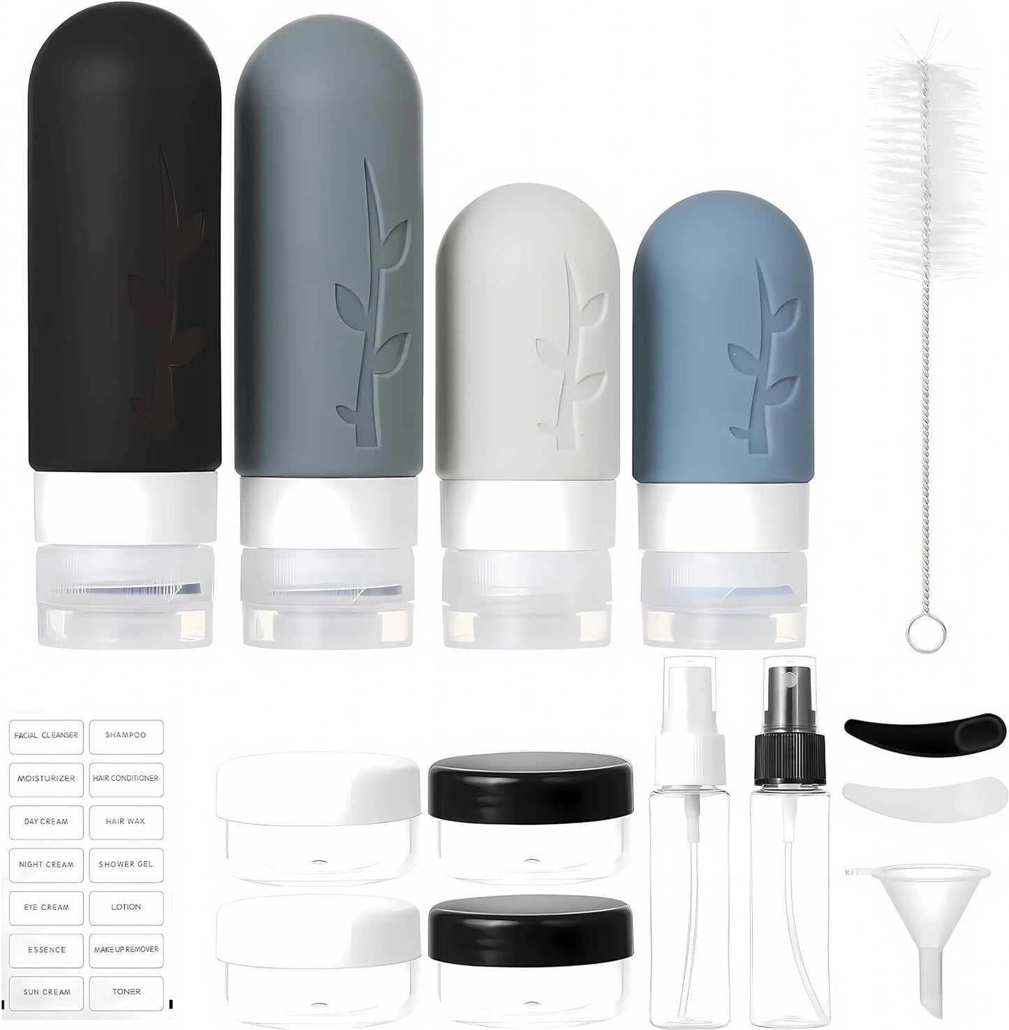 18-Pack TSA Approved Travel Bottles Set for Toiletries - Leakproof and Refillable Silicone Containers for Travel Essentials