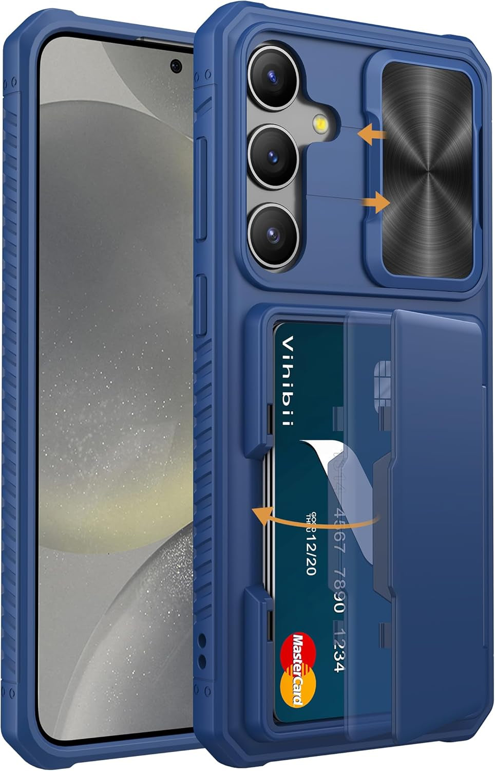 Shockproof Wallet Case for Samsung Galaxy S24 Ultra with Card Holder (4 Cards), Slide Camera Cover, and Kickstand – Black