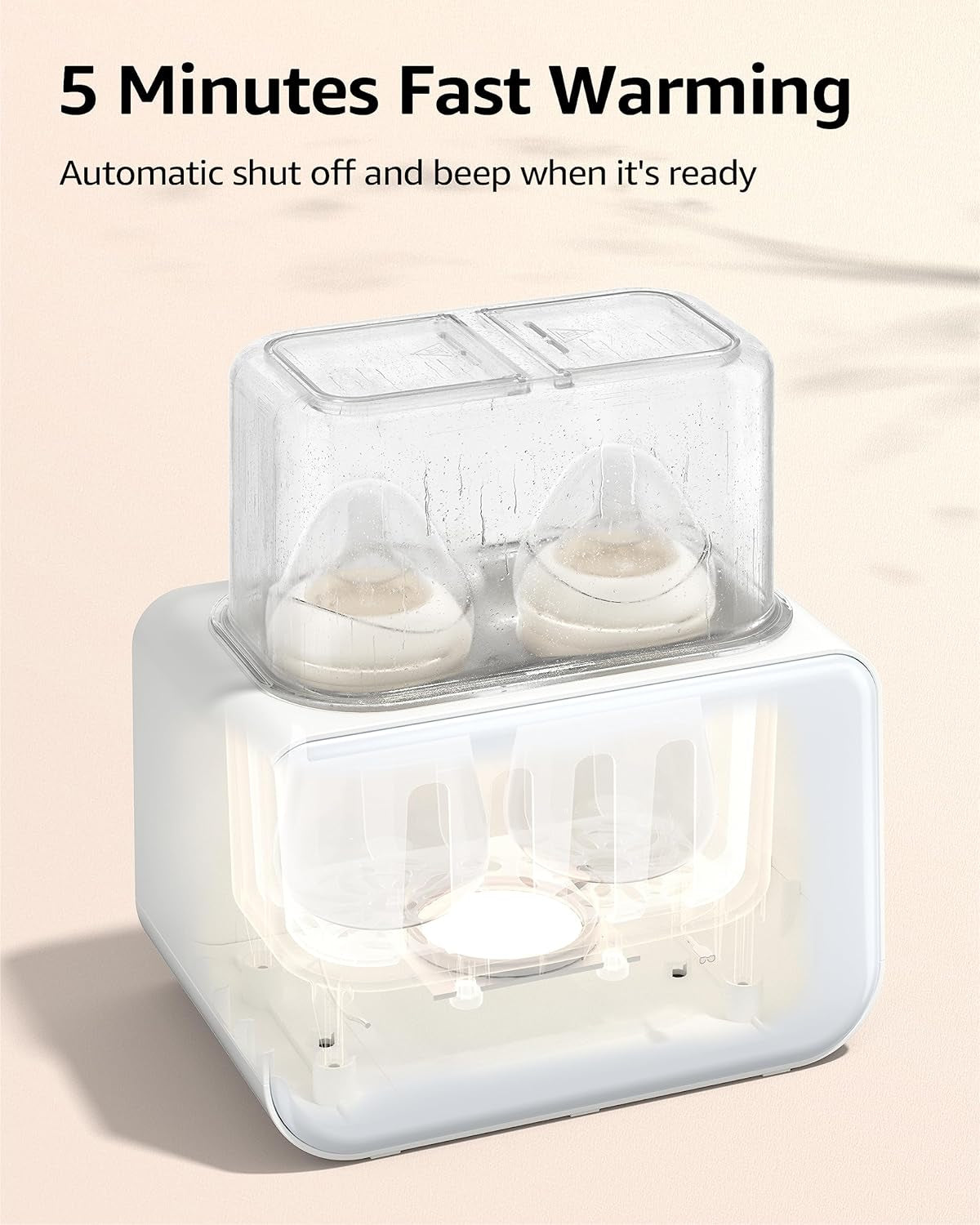 8-in-1 Fast Baby Bottle Warmer - Timer, Temperature Control, Defrost, Sterilization, Heating Functions, Accommodates Two Bottles