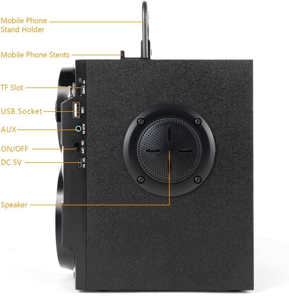 Portable 11W Bluetooth Speaker with Subwoofer, Dual Speakers, LED Lights, FM Radio, Remote Control, Enhanced Bass, and MP3 Playback